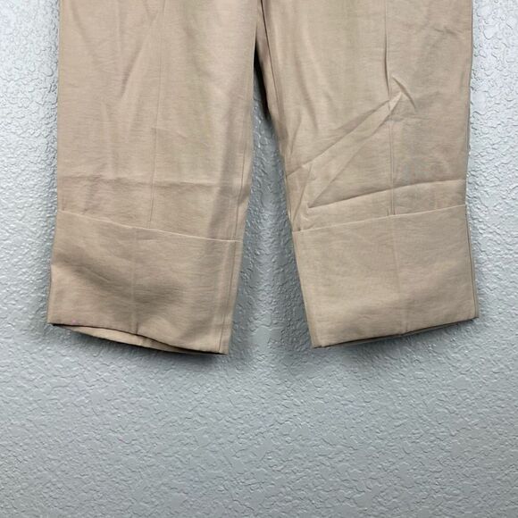 Zara Womens Elastic Waist Straight Leg Pull-On Trouser Pants Tan Medium NWT - Picture 2 of 11